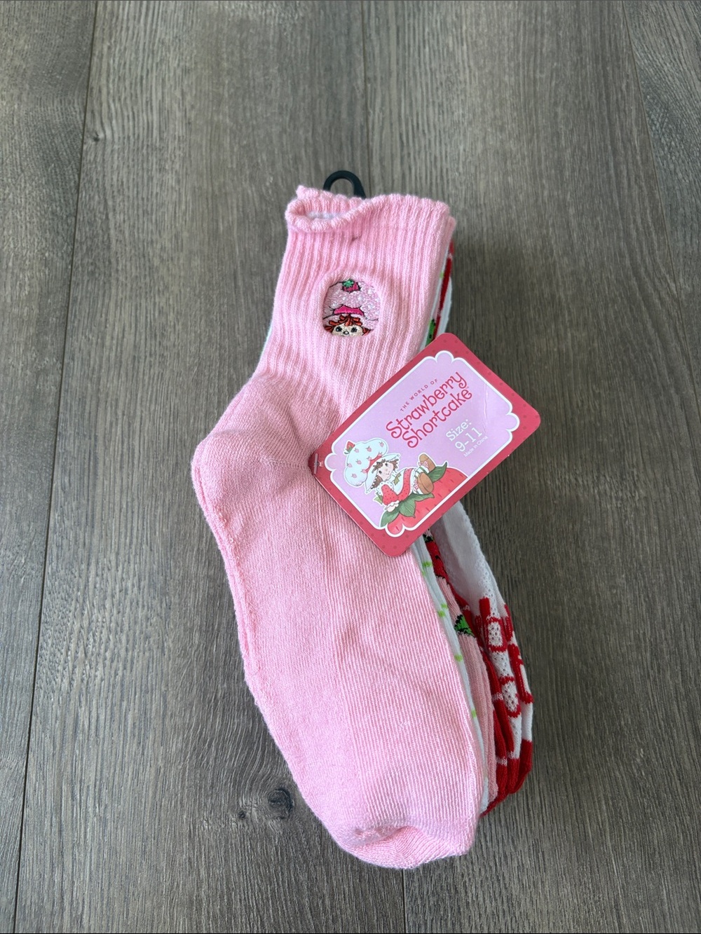 Strawberry Shortcake Girls' Pink Crew Socks - 3 Pack